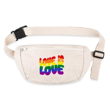 L’amour est l’amour – l’orgueil. Visible. Naturellement - Sac banane recyclé Stanley/Stella - blanc naturel - Devant