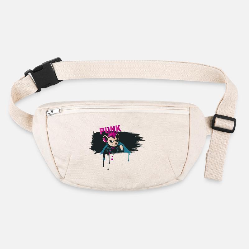 Punk Mouse with Mohawk and Leather Jacket Stanley/Stella recycled Hip Bag 