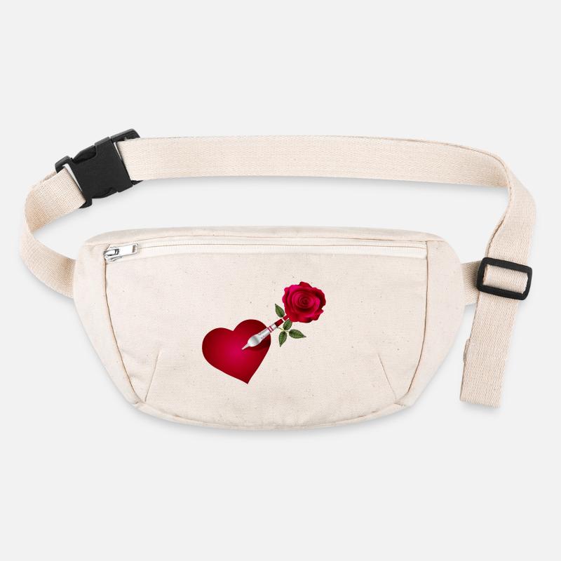 Dart arrow with rose and heart as a target Stanley/Stella recycled Hip Bag 