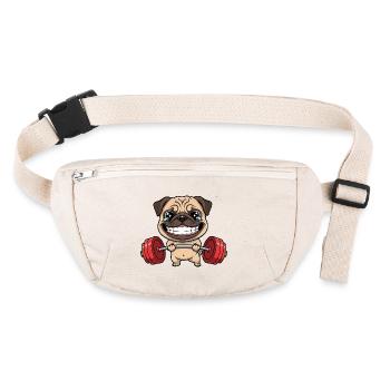 Pug With Dumbbell Master Fitness Workout Cartoon - Stanley/Stella recycled Hip Bag  - natural - Front