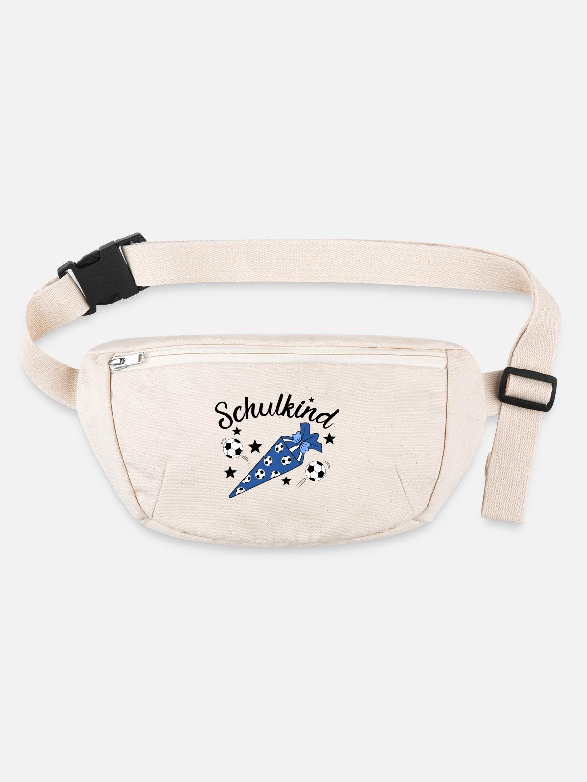 Schulkind Fußball Schulanfang - Stanley/Stella recycelte Gürteltasche - Naturweiß - Vorne
