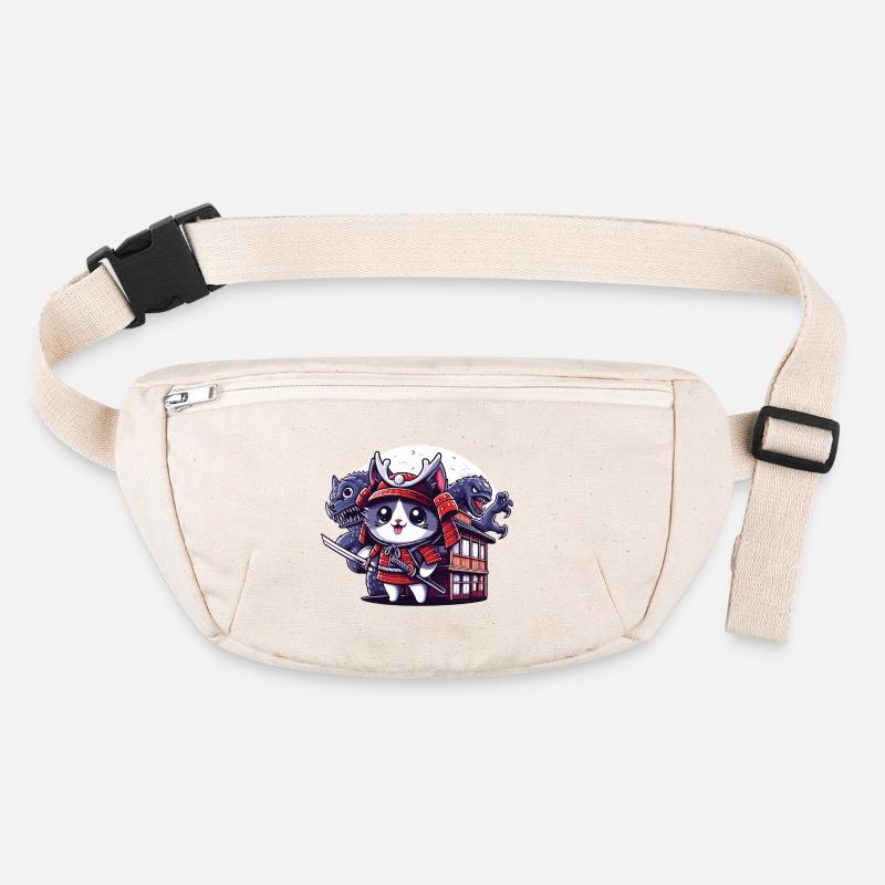 Samurai ninja cat behind Monster and Dojo Stanley/Stella recycled Hip Bag 