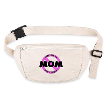 Propriété de maman, noir .En - Sac banane recyclé Stanley/Stella - blanc naturel - Devant