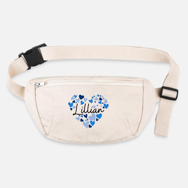 Lillian Name Design with Heart-Shaped blue Hearts Stanley/Stella recycled Hip Bag 