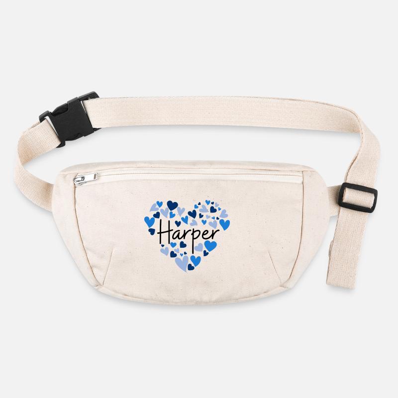 Harper Name Design with Heart-Shaped blue Hearts Stanley/Stella recycled Hip Bag 