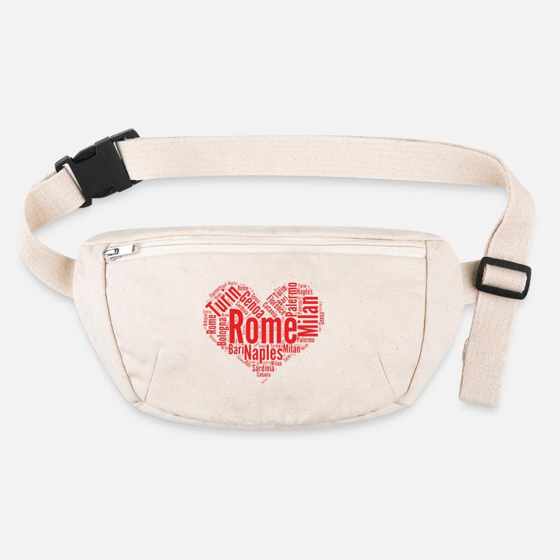 Italian cities typography heart-shaped layout map  Stanley/Stella recycled Hip Bag 