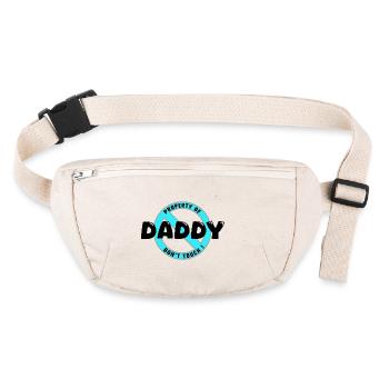Propriété de papa, noir .En - Sac banane recyclé Stanley/Stella - blanc naturel - Devant
