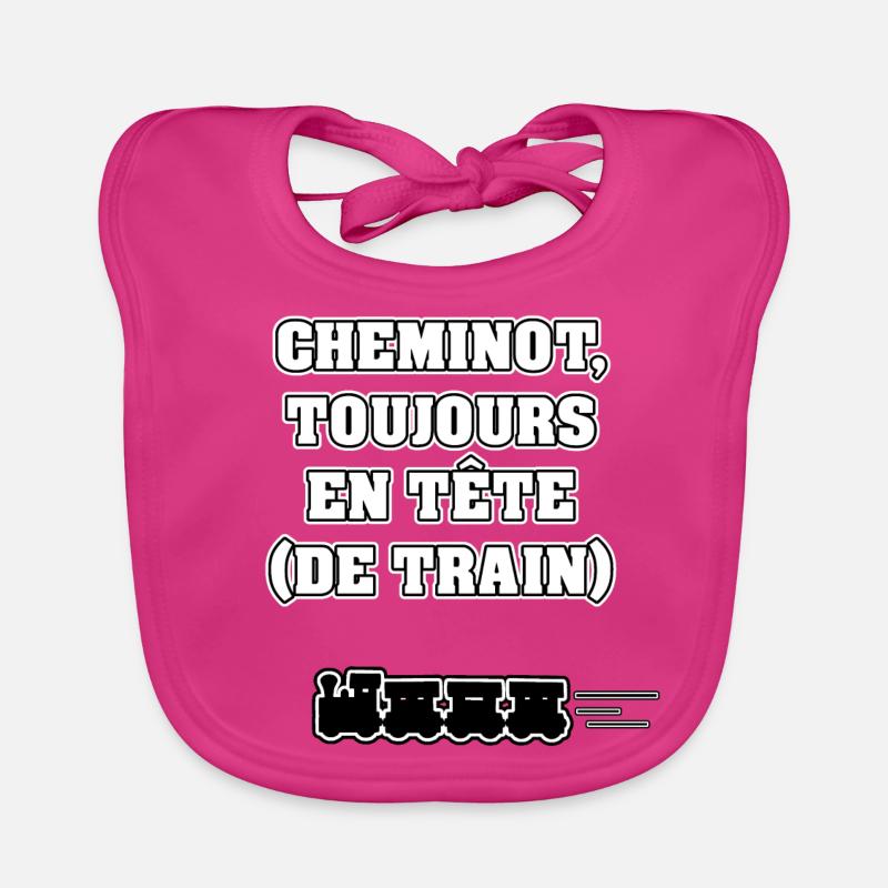 CHEMINOT, TOUJOURS EN TÊTE (DE TRAIN) - Bavoir bio Bébé - fuchsia