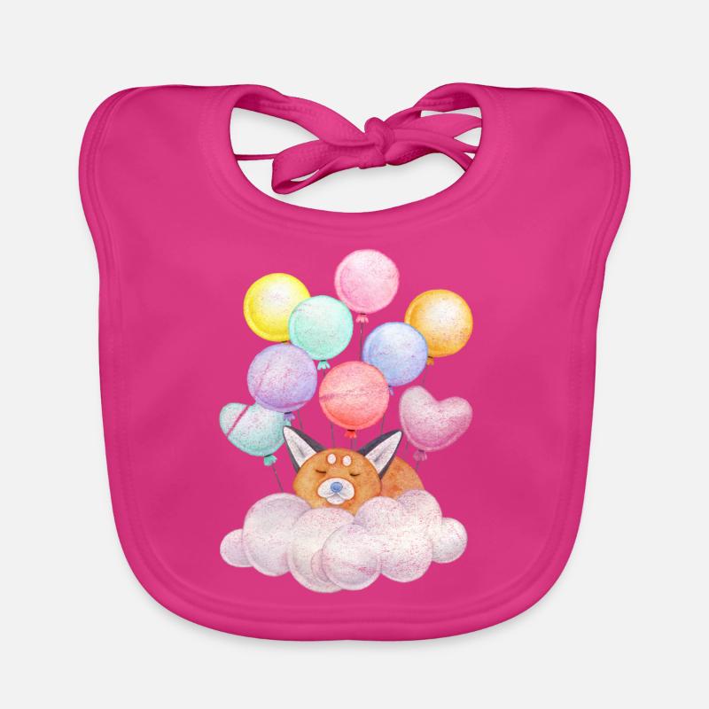 Dreaming fox on cloud with balloons Organic Baby Bibs