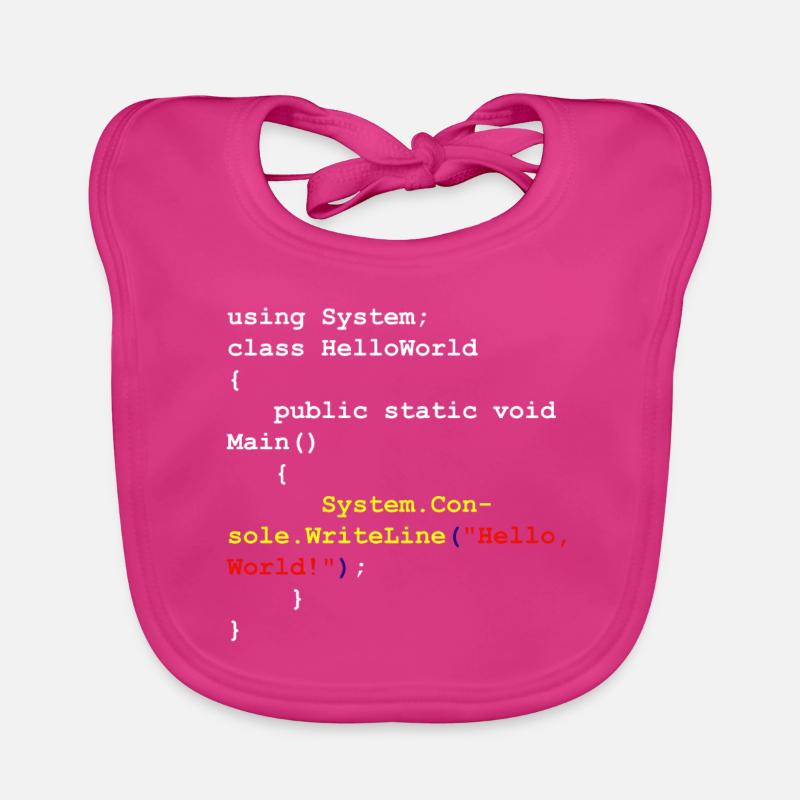 Hello World C # Sharp developer program gift Organic Baby Bibs