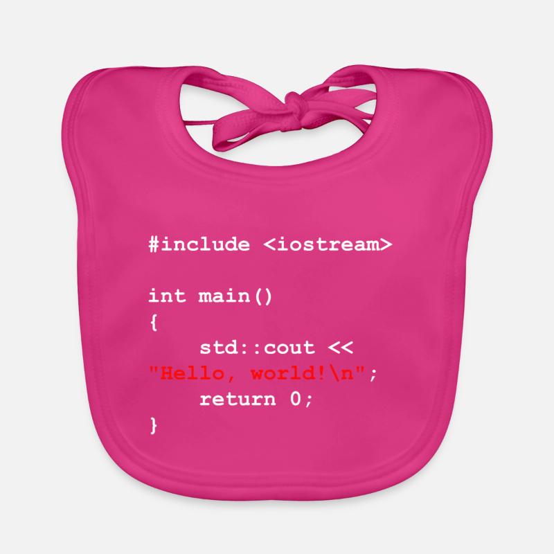 Hello World C++ Entwickler Programm Geschenk - Baby Bio-Lätzchen - Fuchsia