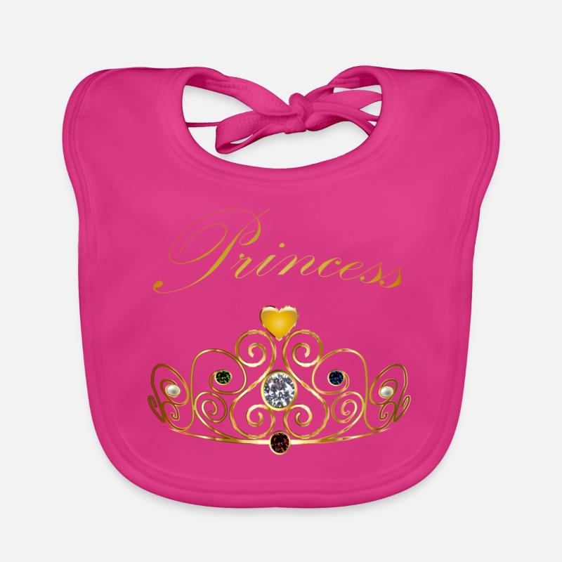 Princess Queen Gold Krone Tiara Edelsteine Perlen Baby Bio-Lätzchen