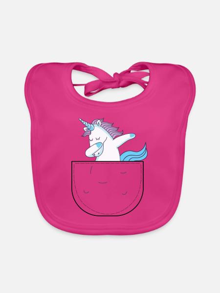 Unicorn in your pocket - Organic Baby Bibs - fuchsia - Front