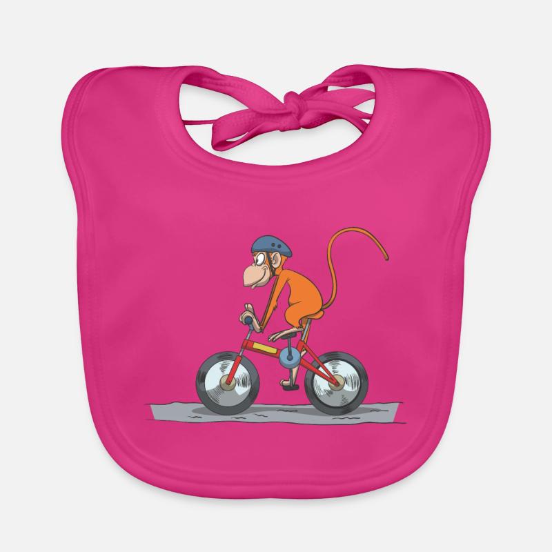 Bicycle cyclist monkey with helmet gift idea Organic Baby Bibs