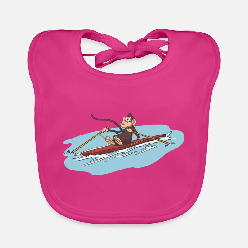 Une idée cadeau rameur singe - Bavoir bio Bébé - fuchsia
