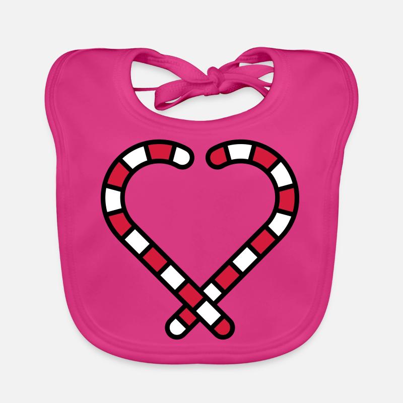 Candy Cane Coeur - Bavoir bio Bébé - fuchsia