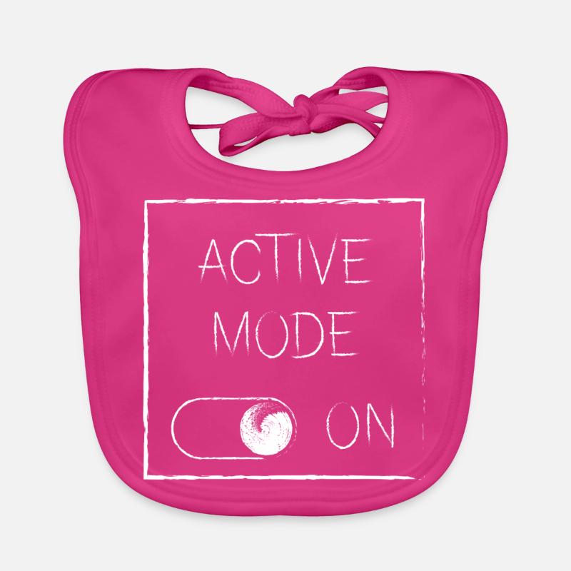 Active Mode On | white Organic Baby Bibs