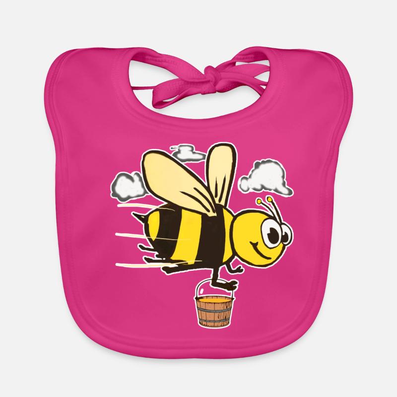 Abeille b dessin - Bavoir bio Bébé - fuchsia