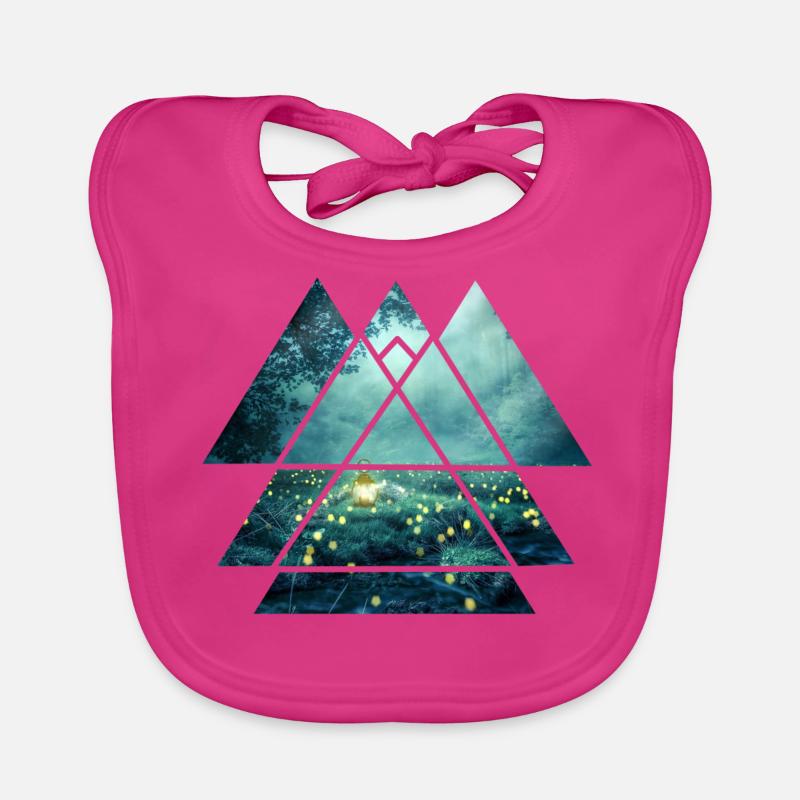 Abstract Forest Art - Organic Baby Bibs - fuchsia