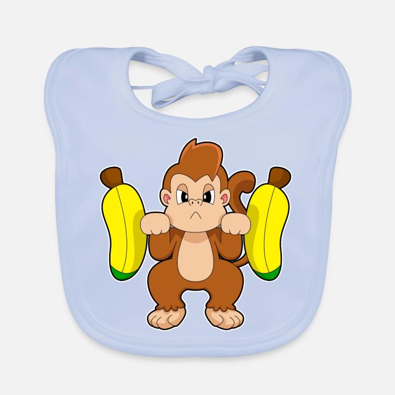 Affe Banane Hantel Baby Bio-Lätzchen