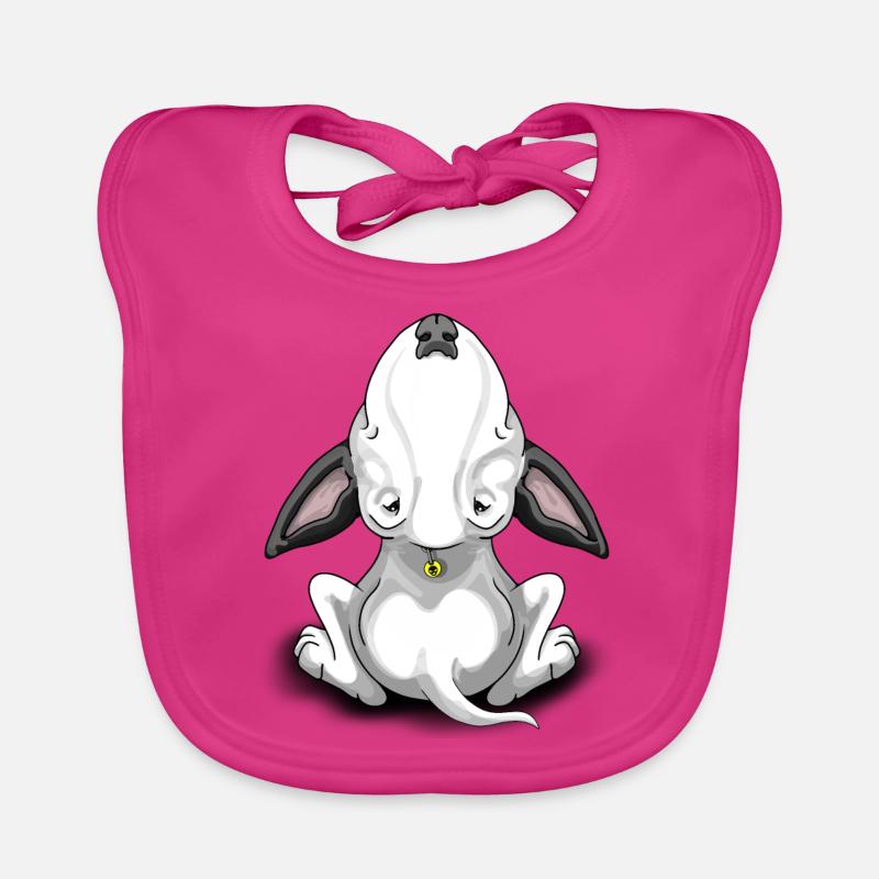 Bullterrier à oreilles noires - Bavoir bio Bébé - fuchsia