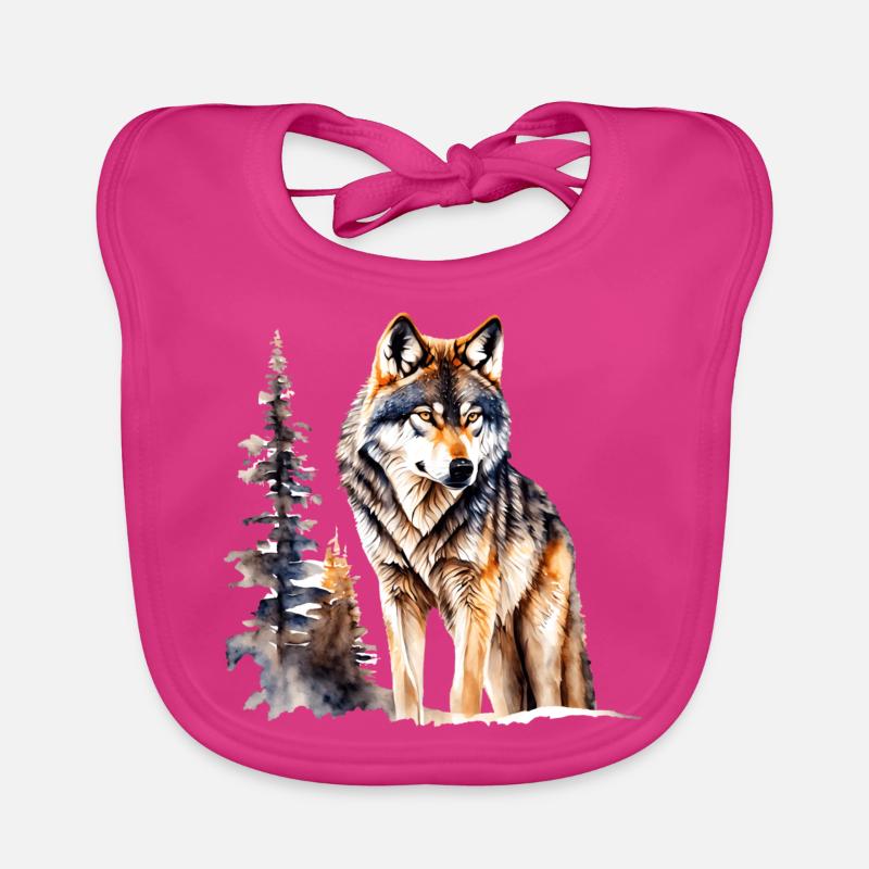 Wolf - Baby Bio-Lätzchen - Fuchsia
