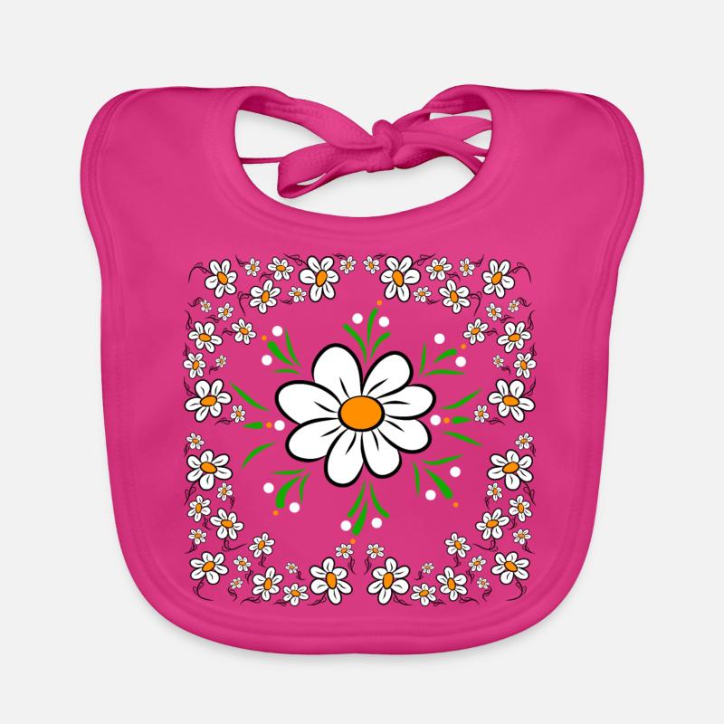 Gänseblümchen Blumenwiese Blumenmuster Blume - Baby Bio-Lätzchen - Fuchsia