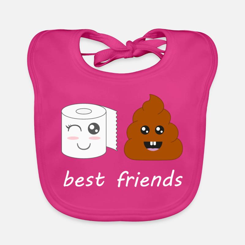 Papier toilette et caca - Bavoir bio Bébé - fuchsia