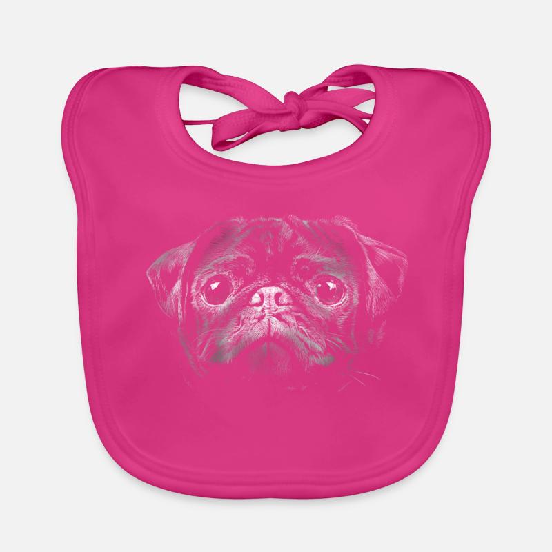 Mops - Baby Bio-Lätzchen - Fuchsia