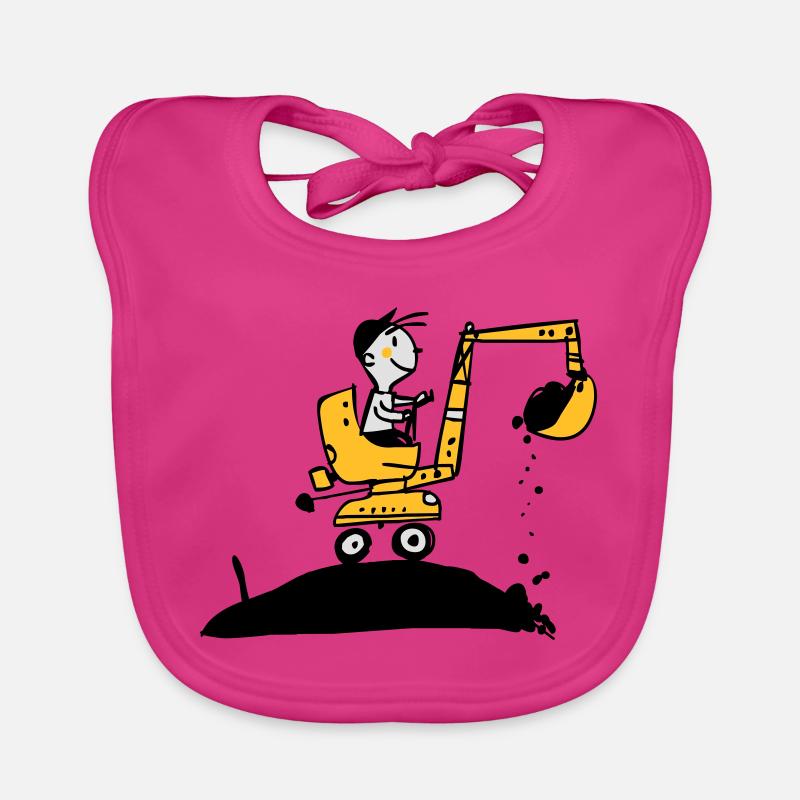 Bagger im Retro Stil - Baby Bio-Lätzchen - Fuchsia