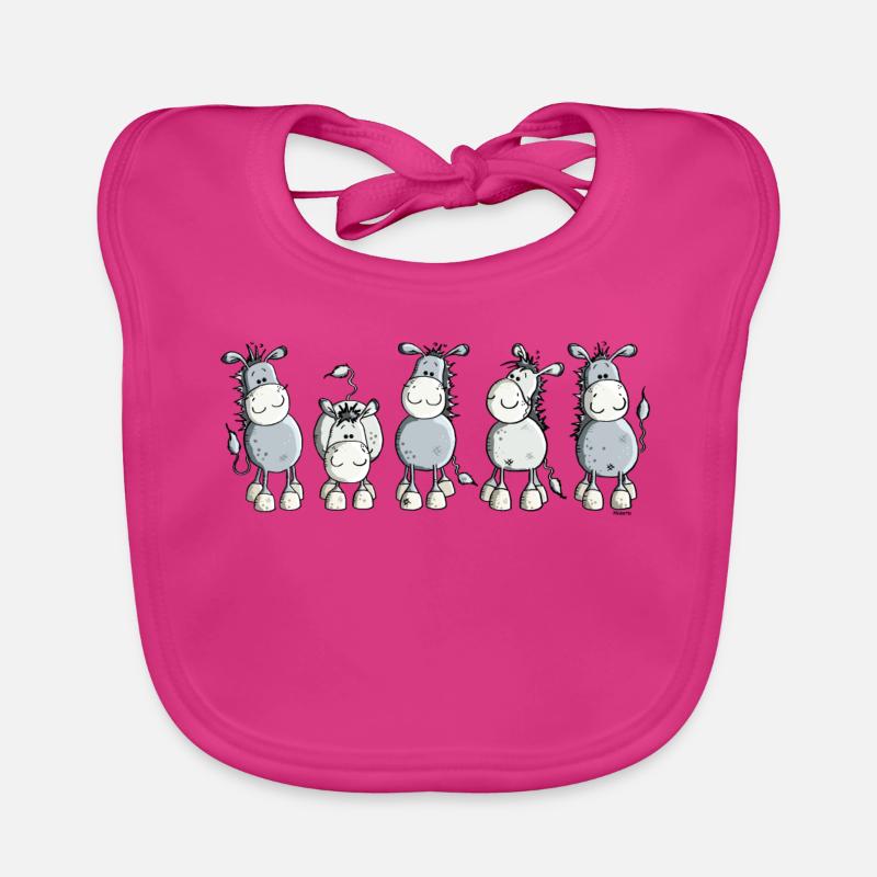 Funny Esel - Hausesel - Baby Bio-Lätzchen - Fuchsia