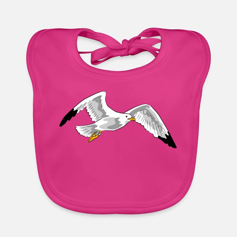 mouette - Bavoir bio Bébé - fuchsia