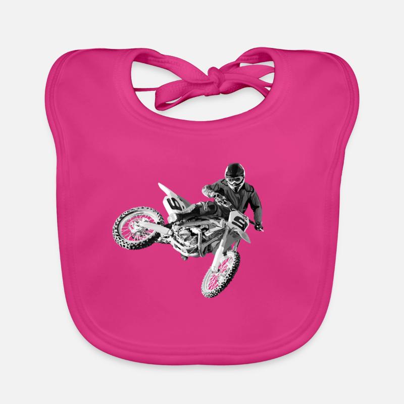 motocross - Bavoir bio Bébé - fuchsia