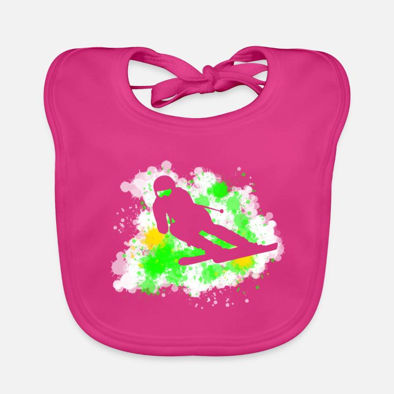 Ski - Bavoir bio Bébé - fuchsia