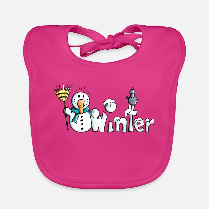 Happy Winter - Bavoir bio Bébé - fuchsia
