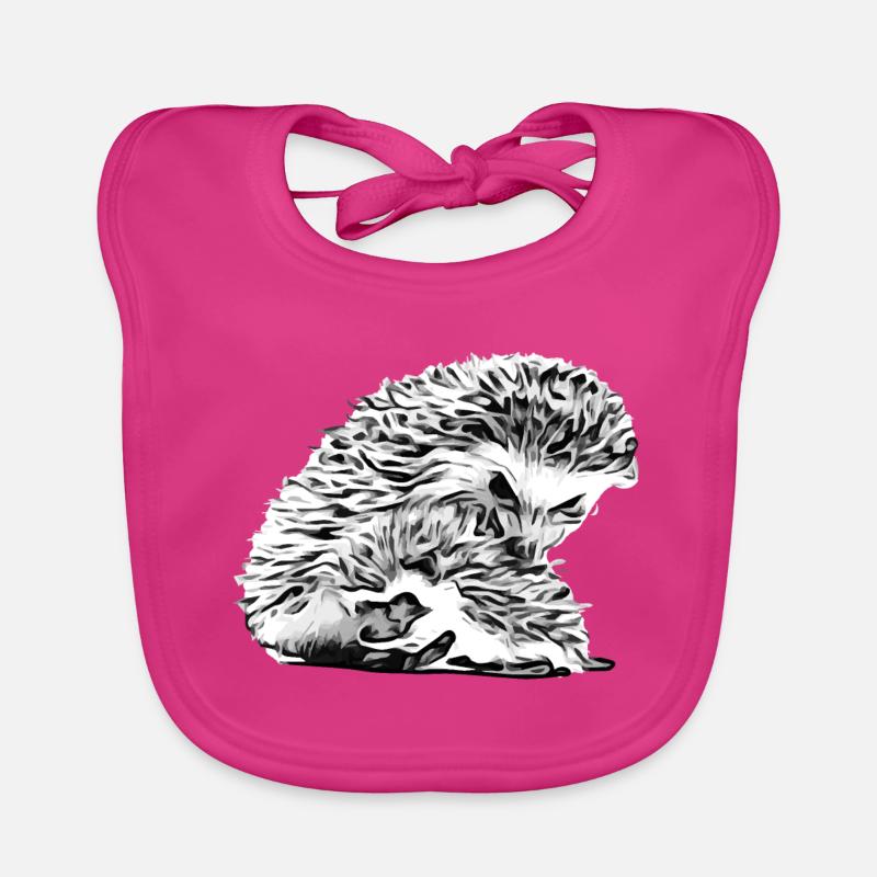 Igel Mama mit Igel Baby - Baby Bio-Lätzchen - Fuchsia