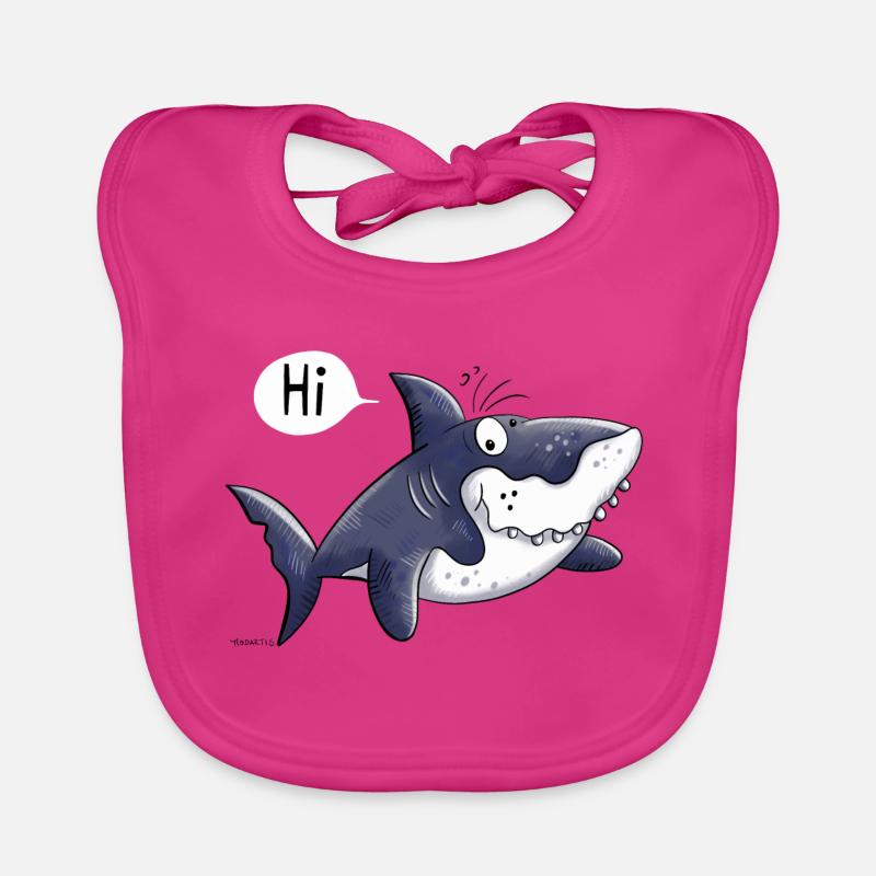 Requin dessin animé - Cadeau - Comique - Bavoir bio Bébé - fuchsia