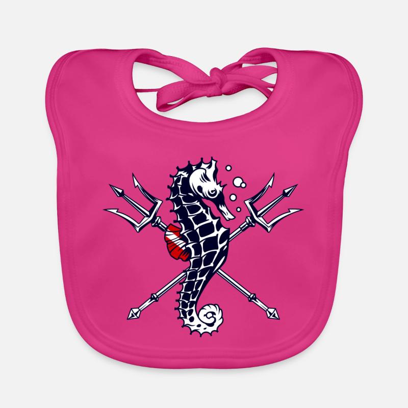 Taucher Trident Seepferdchen - Baby Bio-Lätzchen - Fuchsia