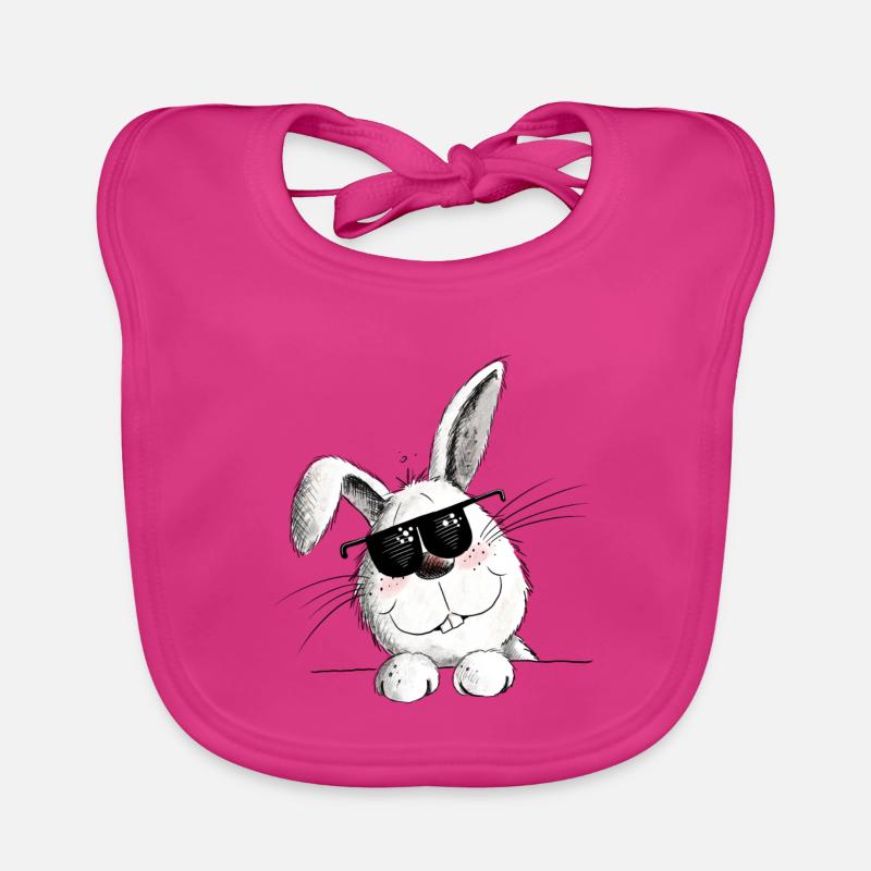 Cool rabbit with sunglasses rabbit motif rabbit Organic Baby Bibs