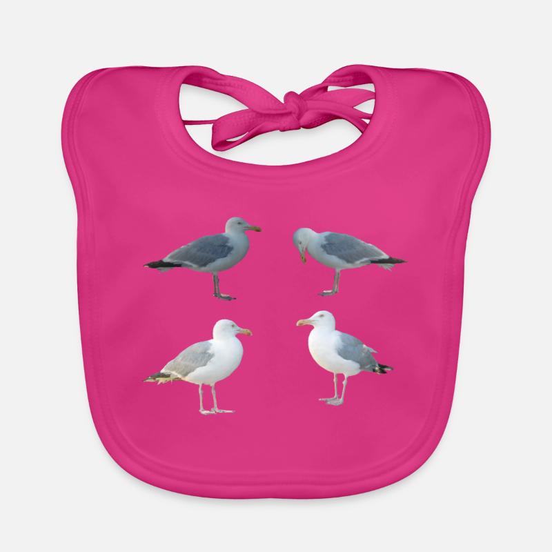 Möwen - Baby Bio-Lätzchen - Fuchsia