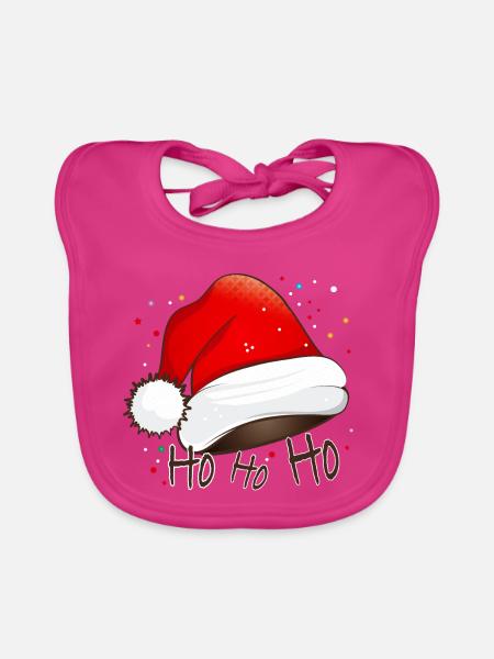 Santa hat for Santa Claus for Christmas - Organic Baby Bibs - fuchsia - Front
