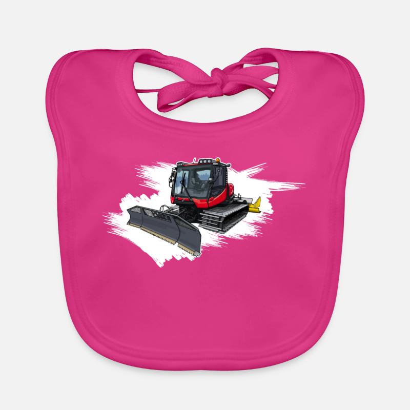 Snowcat dans la neige - Bavoir bio Bébé - fuchsia