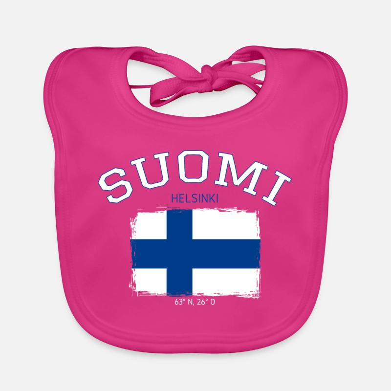 Finland flag with Helsinki reference Organic Baby Bibs
