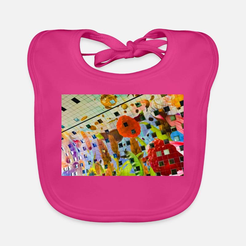 Cheerful colored floral décor design Organic Baby Bibs