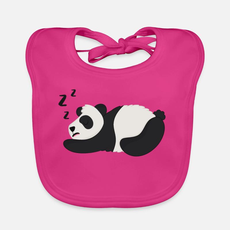 Panda Pandabär - Baby Bio-Lätzchen - Fuchsia