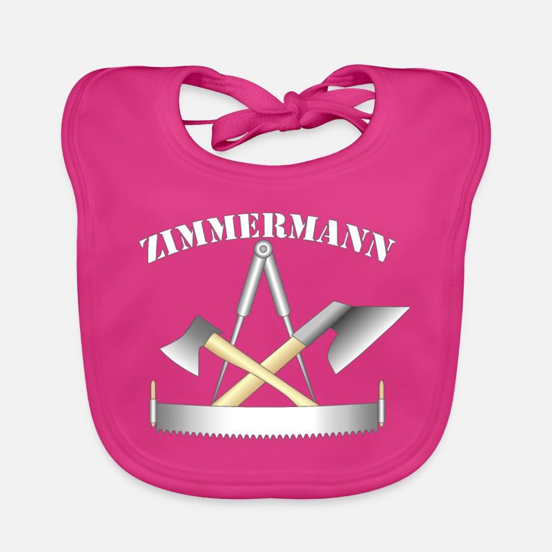 Zunftzeichen der Zimmermänner - Baby Bio-Lätzchen - Fuchsia