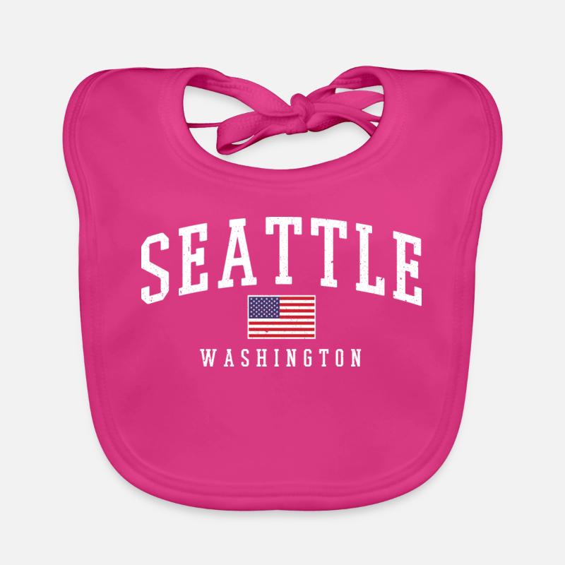 Seattle Flag & Skyline Vintage Baby Bio-Lätzchen
