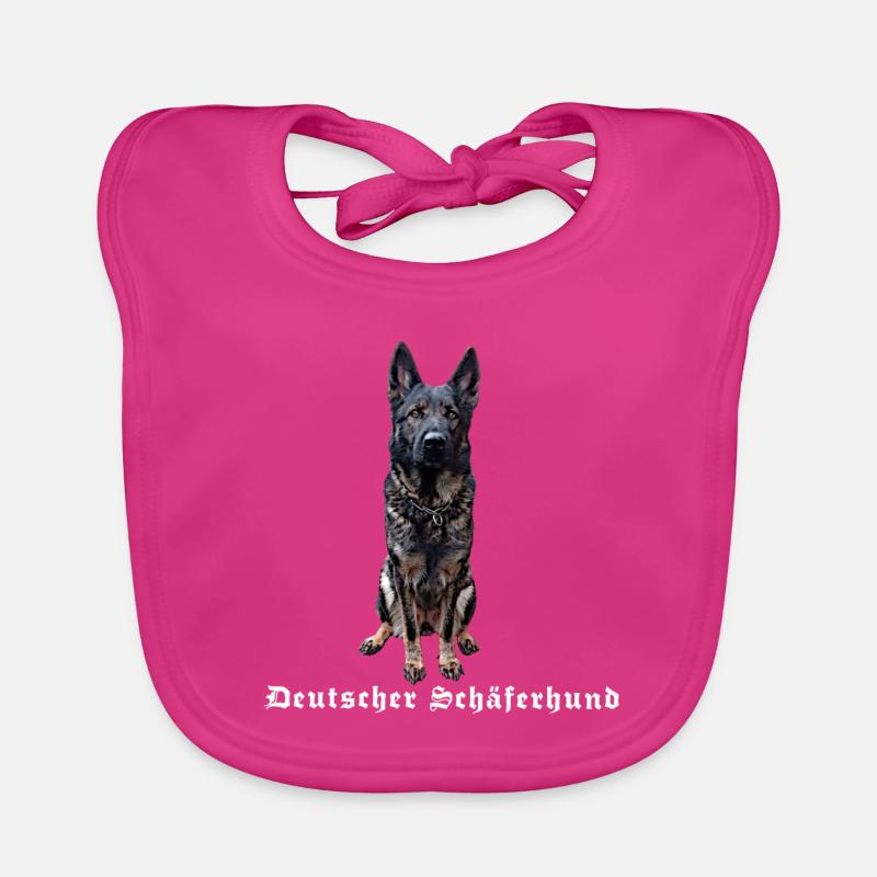 Deutscher Schäferhund Hundemotiv Hundefreunde - Baby Bio-Lätzchen - Fuchsia