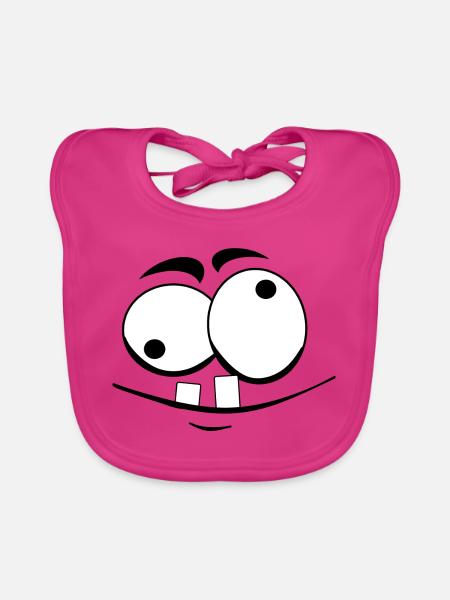 Facial expression "confused" - Organic Baby Bibs - fuchsia - Front