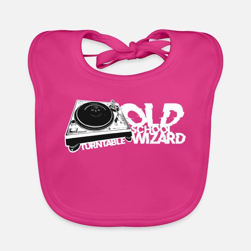 Turntable DJ Old School Wizard - Organic Baby Bibs - fuchsia